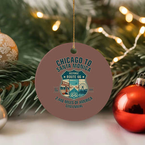 Route Highway 66 Chicago Santa Monica Vintage America Road Trip Ceramic Ornament TS14 1pc Mocha Print Your Wear