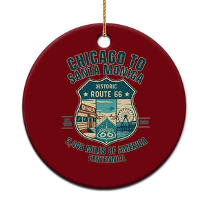 Route Highway 66 Chicago Santa Monica Vintage America Road Trip Ceramic Ornament TS14 1pc Red Print Your Wear