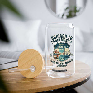 Route Highway 66 Chicago Santa Monica Vintage America Road Trip Glass Can