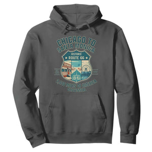 Route Highway 66 Chicago Santa Monica Vintage America Road Trip Hoodie TS14 Dark Heather Print Your Wear