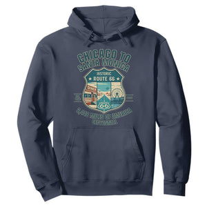 Route Highway 66 Chicago Santa Monica Vintage America Road Trip Hoodie TS14 Navy Print Your Wear