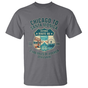 Route Highway 66 Chicago Santa Monica Vintage America Road Trip T Shirt TS14 Charcoal Print Your Wear