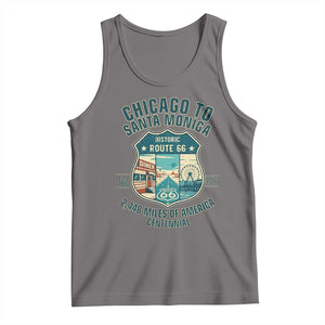 Route Highway 66 Chicago Santa Monica Vintage America Road Trip Tank Top TS14 Deep Heather Print Your Wear