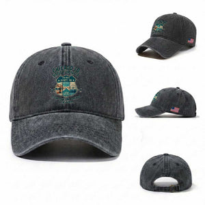 Route Highway 66 Chicago Santa Monica Vintage America Road Trip Washed Cotton Baseball Cap