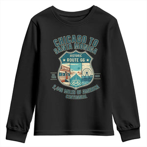 Route Highway 66 Chicago Santa Monica Vintage America Road Trip Youth Sweatshirt TS14 Black Print Your Wear
