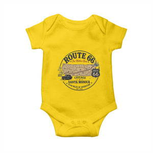 Route Highway 66 Map Chicago to Santa Monica Baby Onesie Vintage America Road Trip Americana