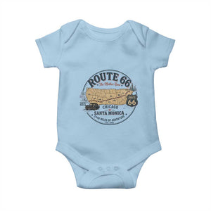 Route Highway 66 Map Chicago to Santa Monica Baby Onesie Vintage America Road Trip Americana