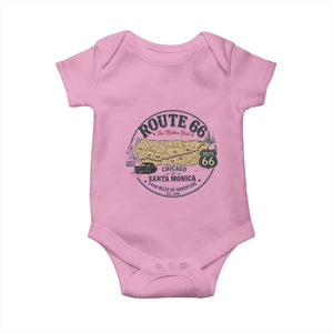 Route Highway 66 Map Chicago to Santa Monica Baby Onesie Vintage America Road Trip Americana