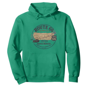 Route Highway 66 Map Chicago to Santa Monica Hoodie Vintage America Road Trip Americana