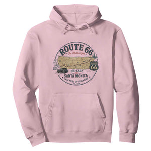 Route Highway 66 Map Chicago to Santa Monica Hoodie Vintage America Road Trip Americana