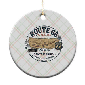 Route Highway 66 Map Chicago to Santa Monica Ceramic Ornament Vintage America Road Trip Americana