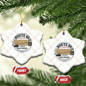 Route Highway 66 Map Chicago to Santa Monica Ceramic Ornament Vintage America Road Trip Americana