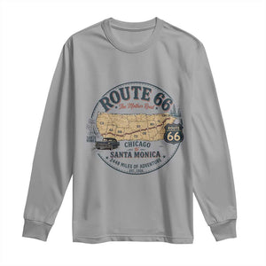 Route Highway 66 Map Chicago to Santa Monica Long Sleeve Shirt Vintage America Road Trip Americana
