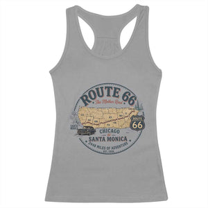 Route Highway 66 Map Chicago to Santa Monica Racerback Tank Top Vintage America Road Trip Americana