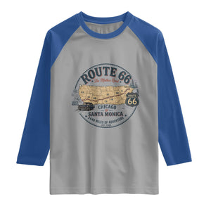 Route Highway 66 Map Chicago to Santa Monica Raglan Shirt Vintage America Road Trip Americana