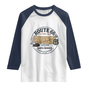 Route Highway 66 Map Chicago to Santa Monica Raglan Shirt Vintage America Road Trip Americana