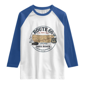 Route Highway 66 Map Chicago to Santa Monica Raglan Shirt Vintage America Road Trip Americana