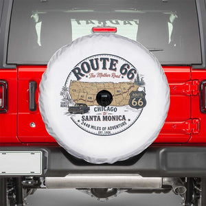 Route Highway 66 Map Chicago to Santa Monica Spare Tire Cover Vintage America Road Trip Americana TS14 White Print Your Wear