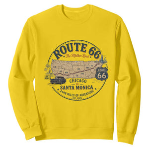 Route Highway 66 Map Chicago to Santa Monica Sweatshirt Vintage America Road Trip Americana