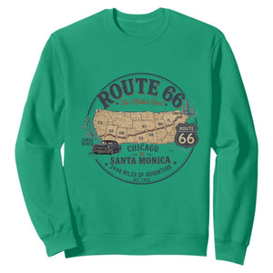 Route Highway 66 Map Chicago to Santa Monica Sweatshirt Vintage America Road Trip Americana
