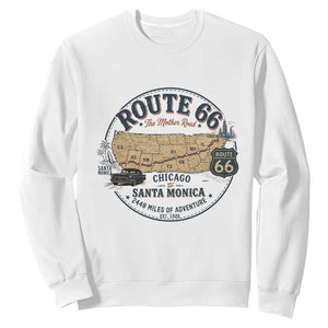 Route Highway 66 Map Chicago to Santa Monica Sweatshirt Vintage America Road Trip Americana