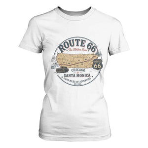Route Highway 66 Map Chicago to Santa Monica T Shirt For Women Vintage America Road Trip Americana