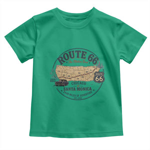 Route Highway 66 Map Chicago to Santa Monica Toddler T Shirt Vintage America Road Trip Americana