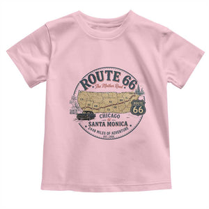 Route Highway 66 Map Chicago to Santa Monica Toddler T Shirt Vintage America Road Trip Americana
