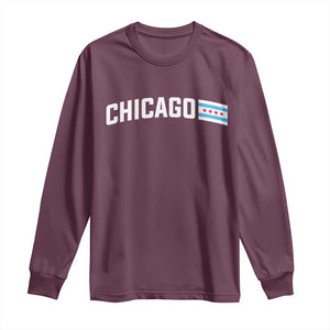 Sweet Chicago Flag Red Six Pointed Stars Long Sleeve Shirt TS14 Maroon Print Your Wear