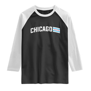 Sweet Chicago Flag Red Six Pointed Stars Raglan Shirt TS14 Black White Print Your Wear
