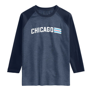 Sweet Chicago Flag Red Six Pointed Stars Raglan Shirt TS14 Heather Denim Navy Print Your Wear