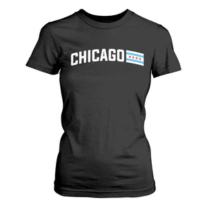 Sweet Chicago Flag Red Six Pointed Stars T Shirt For Women TS14 Black Print Your Wear