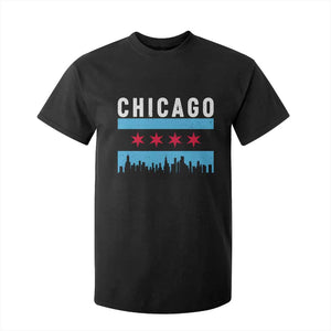 Vintage Chicago City Skyline Flag T Shirt For Kid TS14 Black Print Your Wear