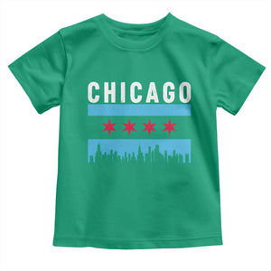 Vintage Chicago City Skyline Flag Toddler T Shirt TS14 Irish Green Print Your Wear
