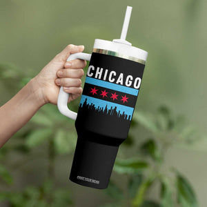 Vintage Chicago City Skyline Flag Tumbler With Handle TS14 Print Your Wear