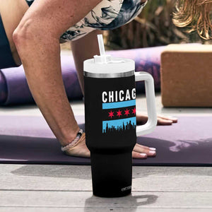Vintage Chicago City Skyline Flag Tumbler With Handle TS14 Print Your Wear