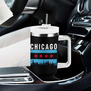 Vintage Chicago City Skyline Flag Tumbler With Handle TS14 Print Your Wear