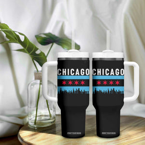 Vintage Chicago City Skyline Flag Tumbler With Handle TS14 Print Your Wear