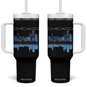 Chicago City Skyline Night Lights Tumbler With Handle TS14 One Size: 40 oz Black Print Your Wear