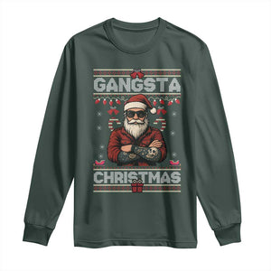 Gangster Santa Claus Hip Hop Rap Christmas Cool Long Sleeve Shirt TS14 Dark Forest Green Print Your Wear