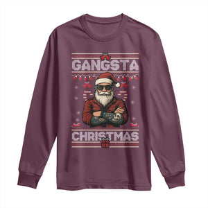 Gangster Santa Claus Hip Hop Rap Christmas Cool Long Sleeve Shirt TS14 Maroon Print Your Wear