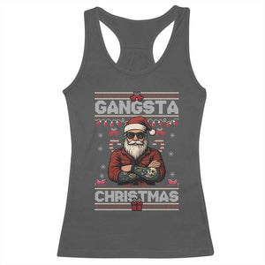 Gangster Santa Claus Hip Hop Rap Christmas Cool Racerback Tank Top TS14 Dark Heather Print Your Wear