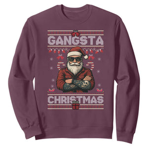 Gangster Santa Claus Hip Hop Rap Christmas Cool Sweatshirt TS14 Maroon Print Your Wear