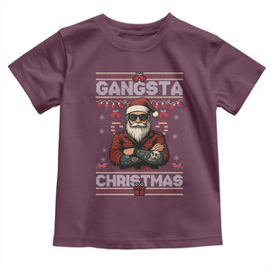 Gangster Santa Claus Hip Hop Rap Christmas Cool Toddler T Shirt TS14 Maroon Print Your Wear