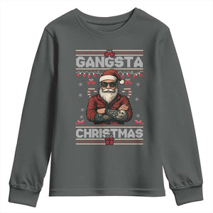 Gangster Santa Claus Hip Hop Rap Christmas Cool Youth Sweatshirt TS14 Dark Heather Print Your Wear