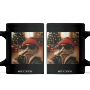 Funny Gangster Cats Christmas Coffee Mug Smoking Kitten Meme TS14 Black Print Your Wear