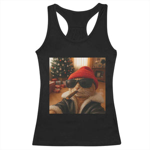 Funny Gangster Cats Christmas Racerback Tank Top Smoking Kitten Meme TS14 Black Print Your Wear