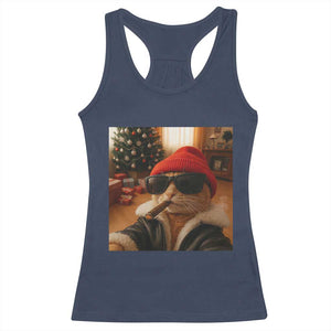 Funny Gangster Cats Christmas Racerback Tank Top Smoking Kitten Meme TS14 Navy Print Your Wear