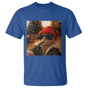 Funny Gangster Cats Christmas T Shirt Smoking Kitten Meme TS14 Royal Blue Print Your Wear