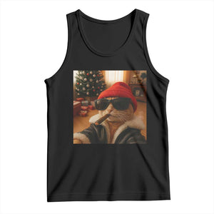 Funny Gangster Cats Christmas Tank Top Smoking Kitten Meme TS14 Black Print Your Wear